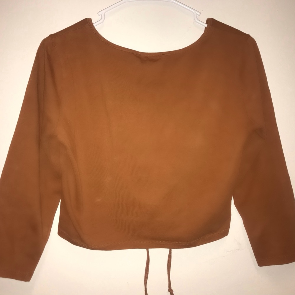 Forever 21, XL, brown 1/3 sleeve crop top - Picture 2 of 3